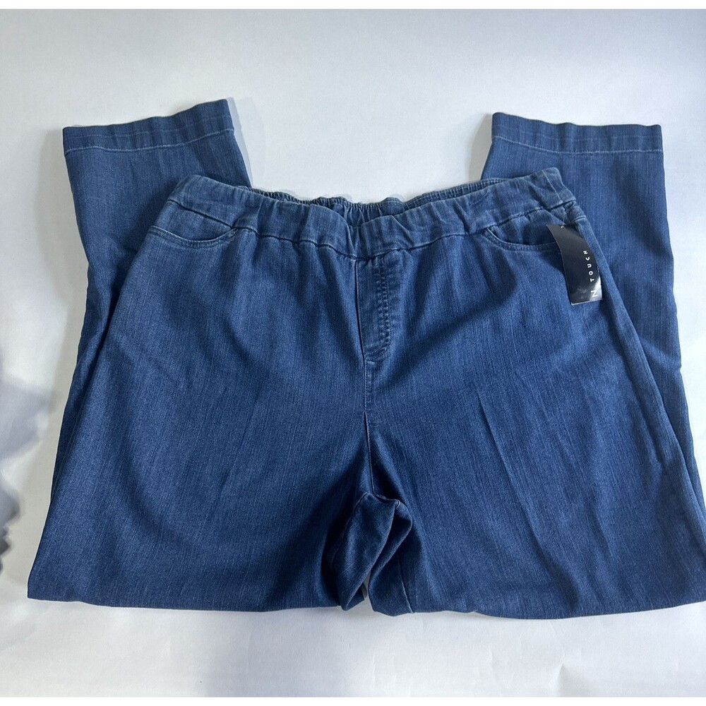 N Touch Denim Pants Women's Size 18 Stretch Elastic Waist High Rise Light Wash
